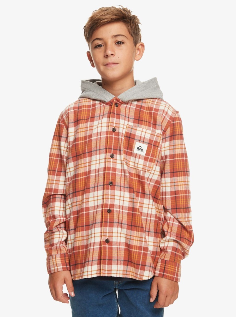 Garcon Quiksilver Chemises | Halidon – Chemise Manches Longues A Capuche Pour Garcon 8-16 Ans Baked Clay Halidaon Youth 233