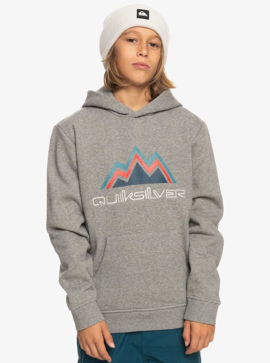 Garcon Quiksilver Sweats | Big Logo – Sweat A Capuche De Snow Technique Pour Garcon 8-16 Ans Heather Grey