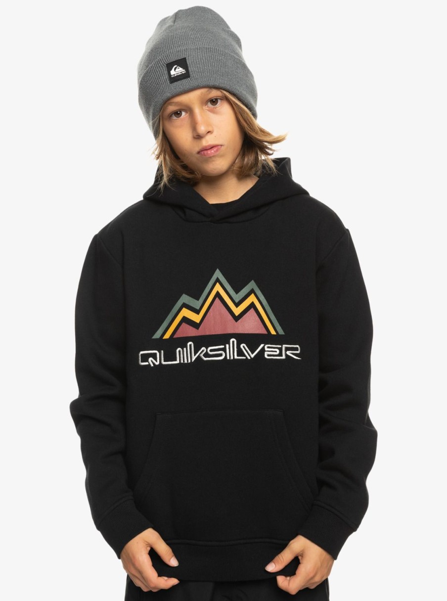 Garcon Quiksilver Sweats | Big Logo – Sweat A Capuche De Snow Technique Pour Garcon 8-16 Ans True Black