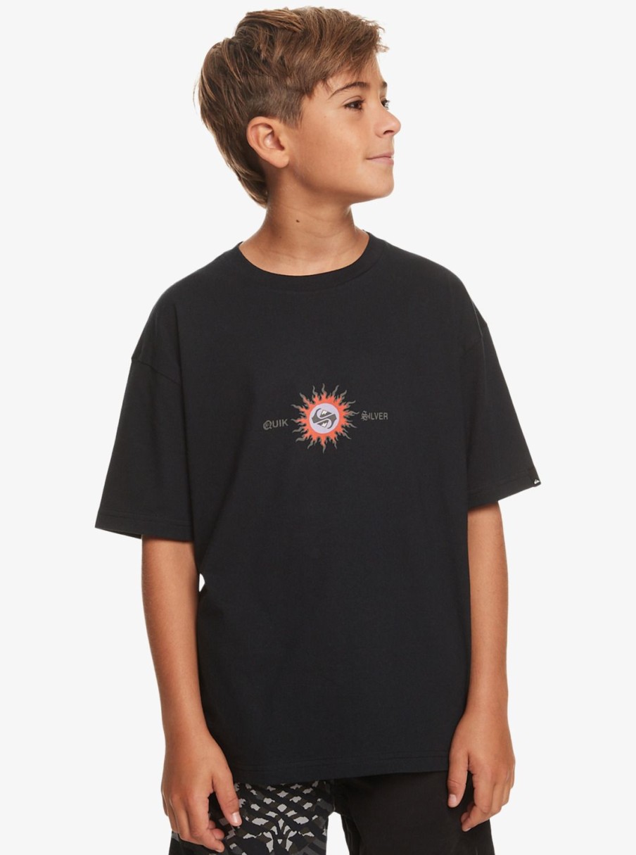 Garcon Quiksilver T-Shirts | Burn Out – T-Shirt Pour Garcon 10-16 Black