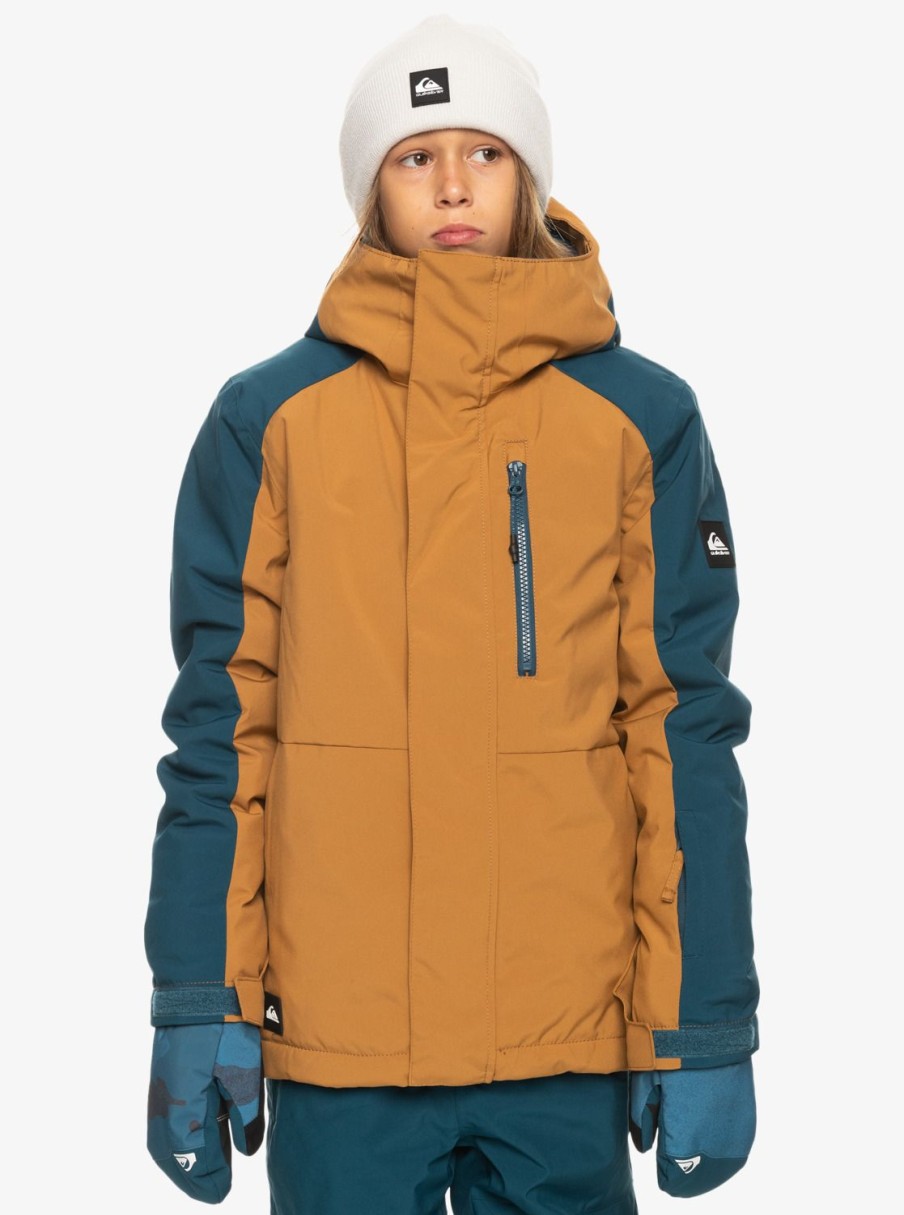 Garcon Quiksilver Accessoires | Mission Block – Veste De Snow Technique Pour Garcon 4-16 Bone Brown