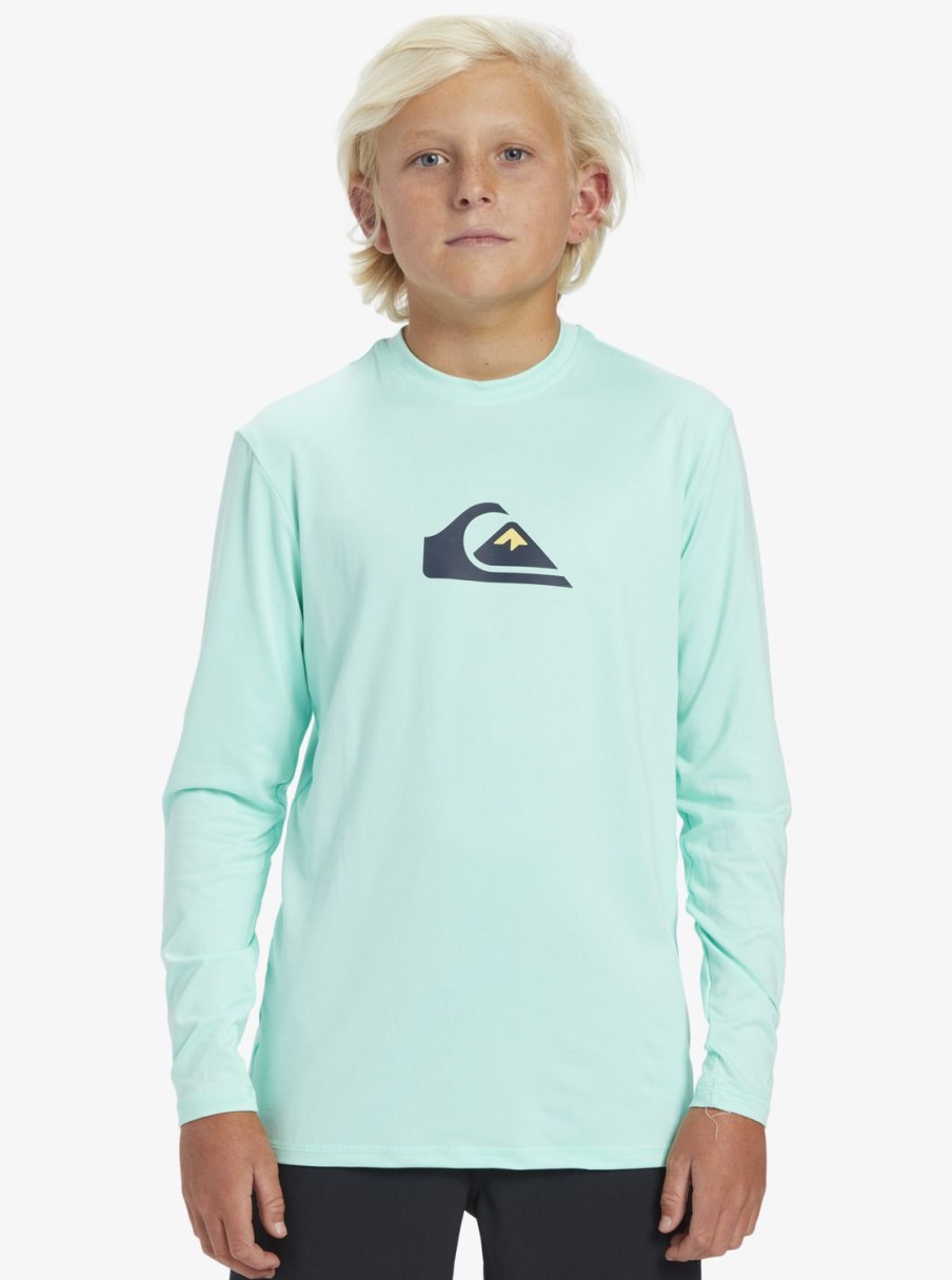 Garcon Quiksilver Lycras & Surf Tees | Solid Streak – Surf Tee Manches Longues Upf 50 Pour Garcon 8-16 Ans Beach Glass