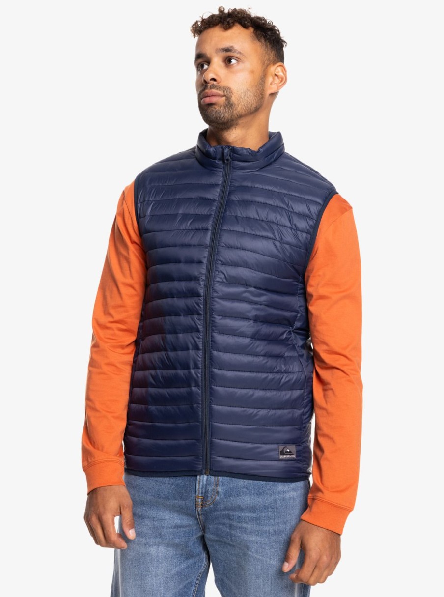 Homme Quiksilver Vestes & Manteaux | Scaly – Veste Sans Manches Legere Pour Homme Navy Blazer