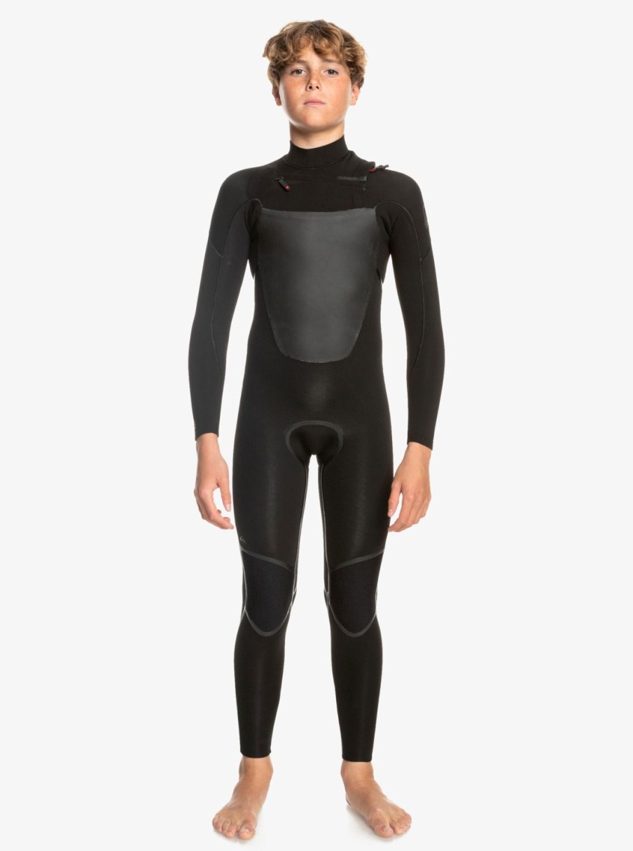 Garcon Quiksilver Combinaisons De Surf | 3/2Mm Marathon Sessions – Combinaison De Surf Zip Poitrine Pour Garcon 8-16 Ans Black