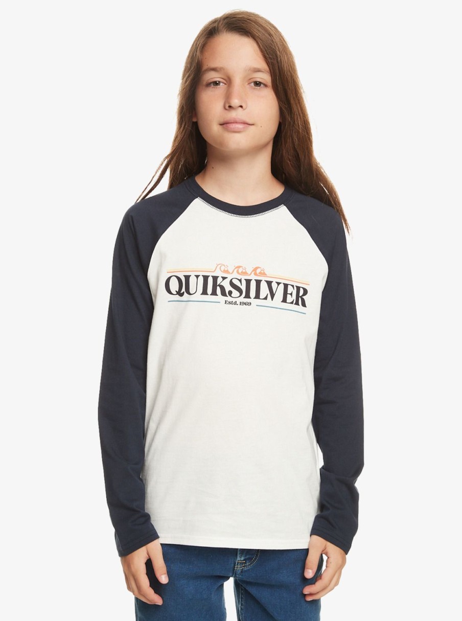 Garcon Quiksilver T-Shirts | Raglan – T-Shirt Manches Longues Pour Garcon 8-16 Snow White