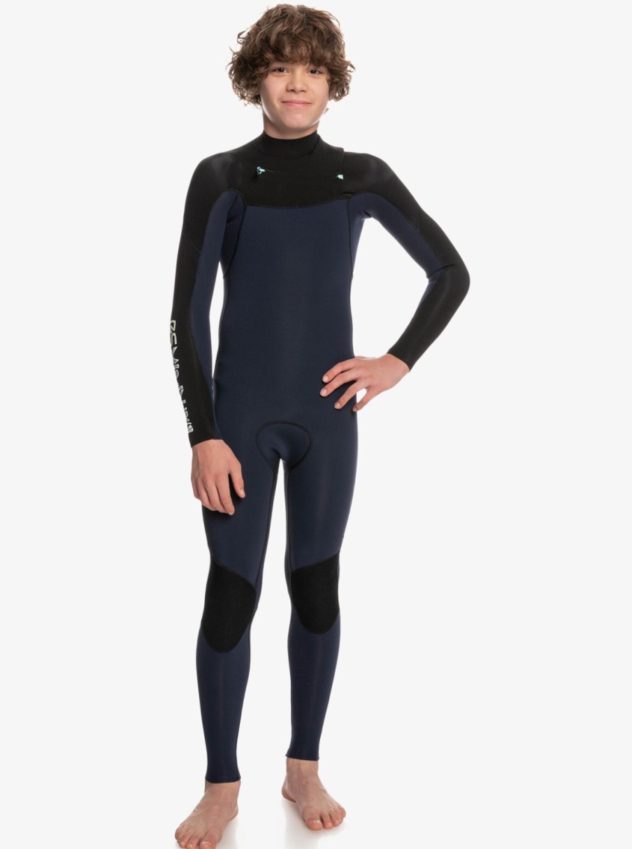 Garcon Quiksilver Combinaisons De Surf | 3/2Mm Everyday Sessions – Combinaison De Surf Zip Poitrine Pour Garcon Dark Navy/Black