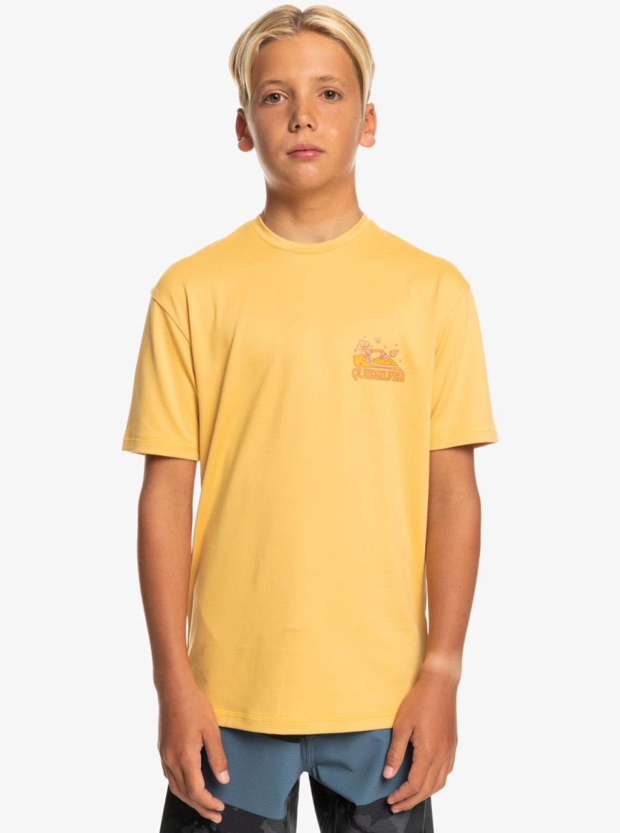 Garcon Quiksilver Lycras & Surf Tees | Mix Session – T-Shirt De Surf A Manches Courtes Pour Garcon 8-16 Ans Wheat