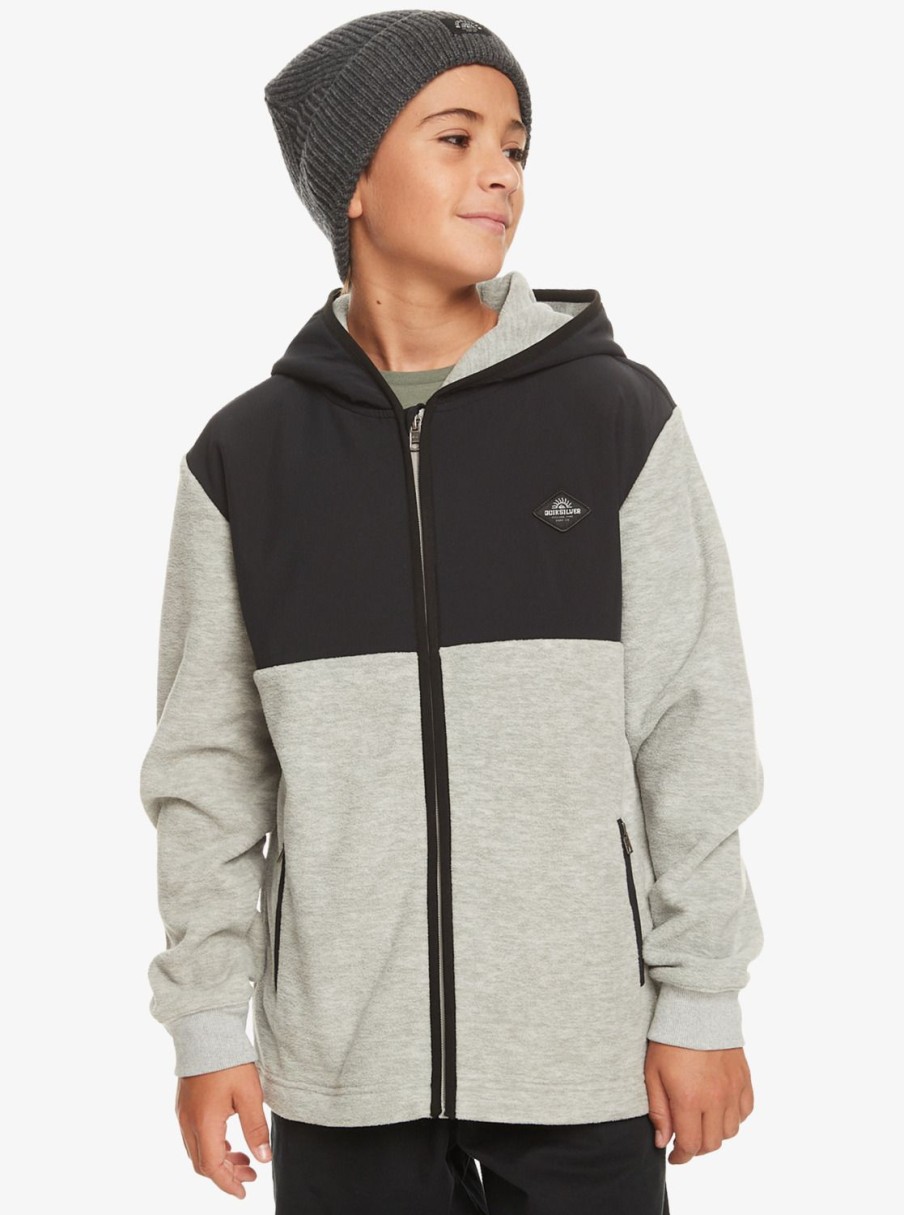 Garcon Quiksilver Sweats | Taped Off – Polaire A Capuche Pour Garcon 8-16 Light Grey Heather