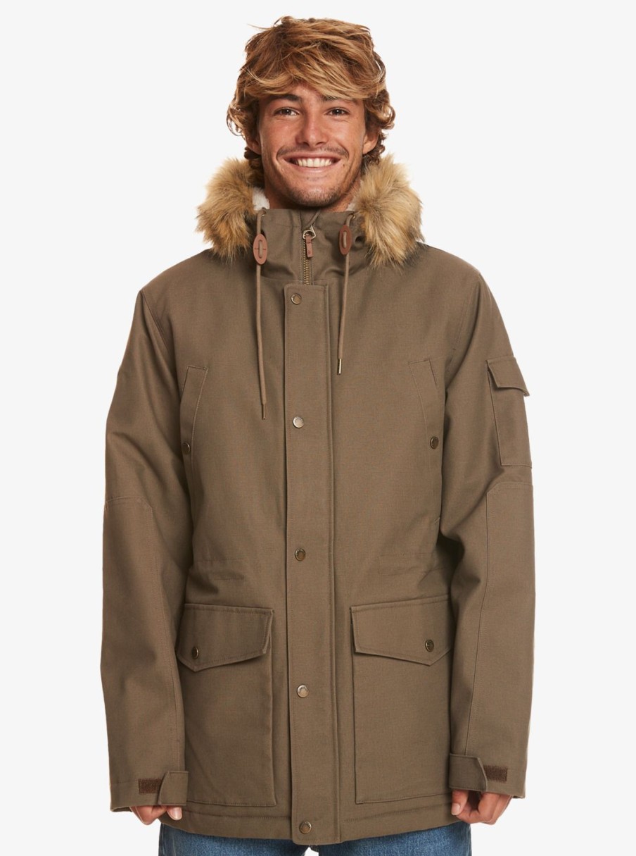 Homme Quiksilver Vestes & Manteaux | Long Trip – Parka Resistante A L’Eau Pour Homme Major Brown