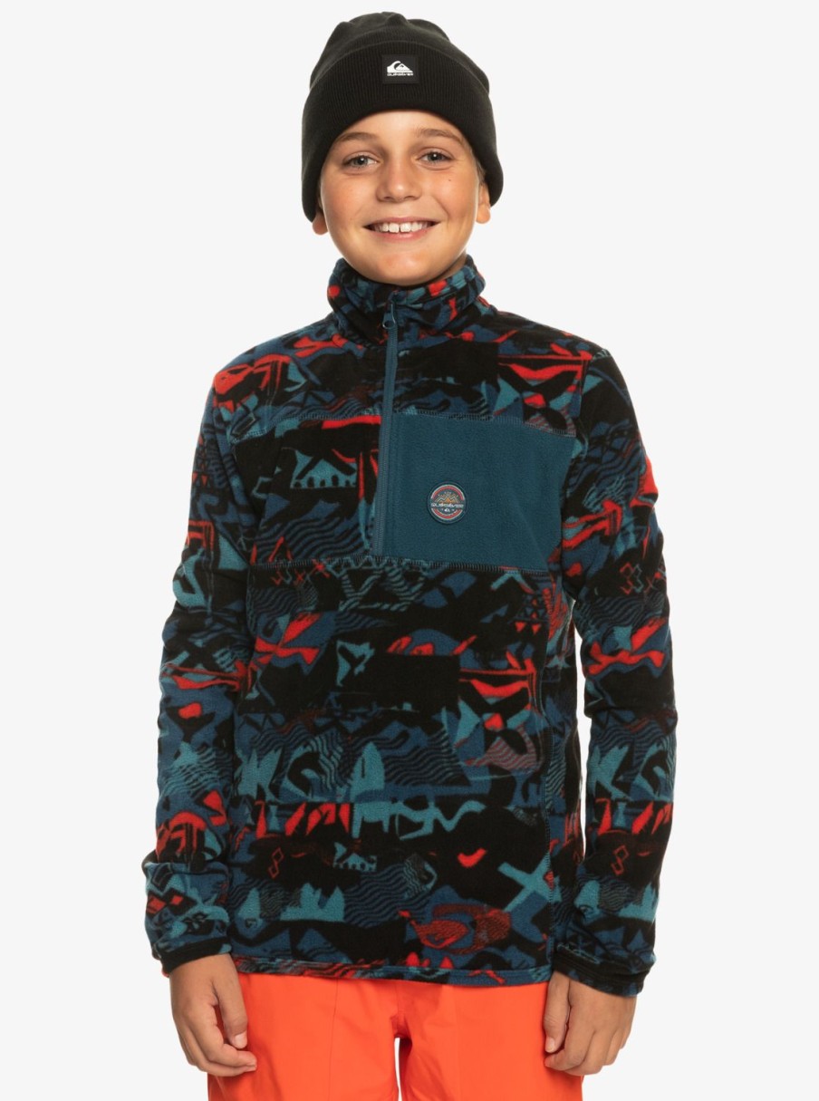 Garcon Quiksilver Sweats | Aker – Polaire Demi-Zip Technique Pour Garcon 8-16 Ans Building Moutains Grenadine