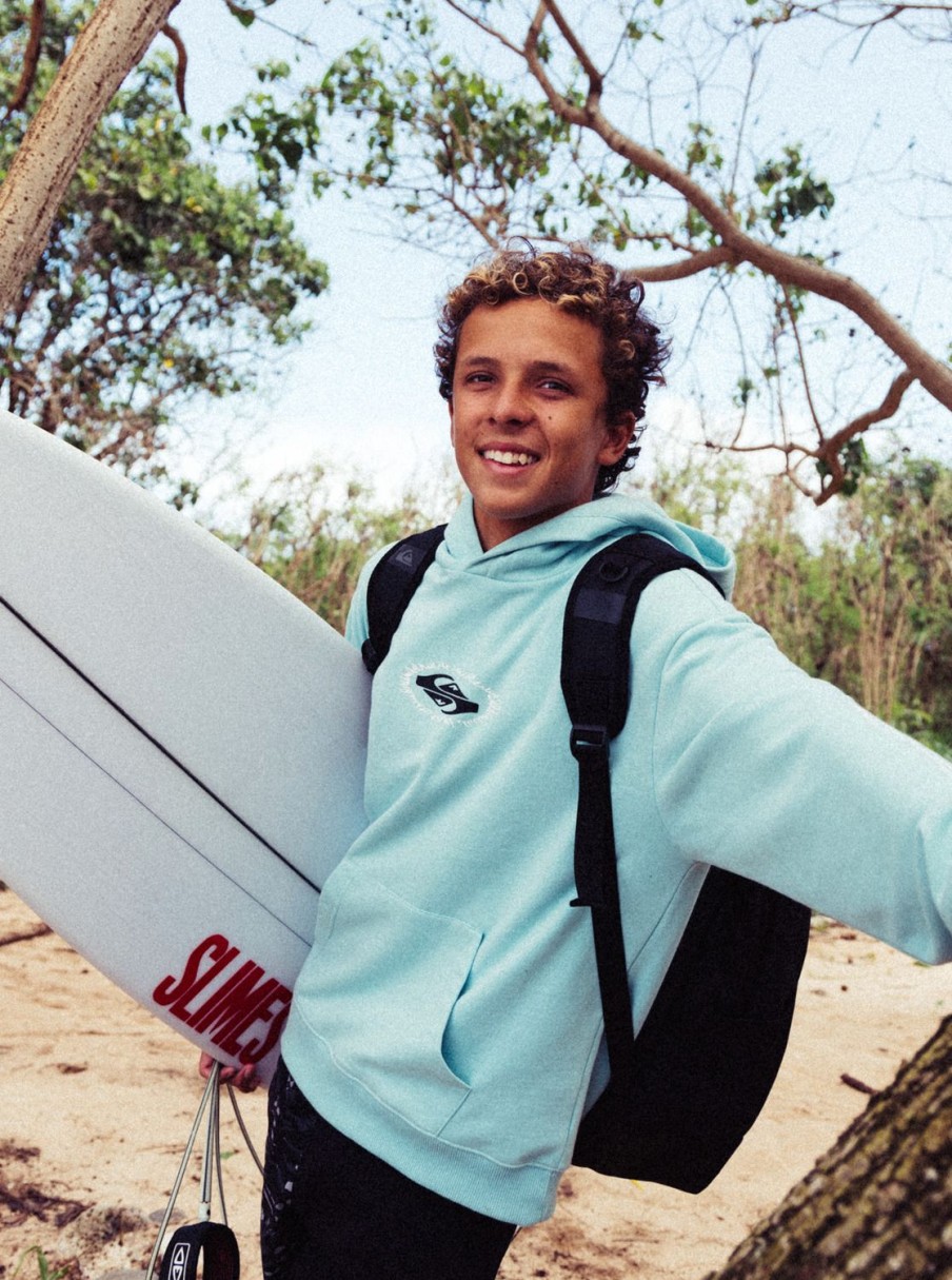 Garcon Quiksilver Sweats | Radical Times – Sweat A Capuche Pour Garcon 10-16 Pastel Turquoise