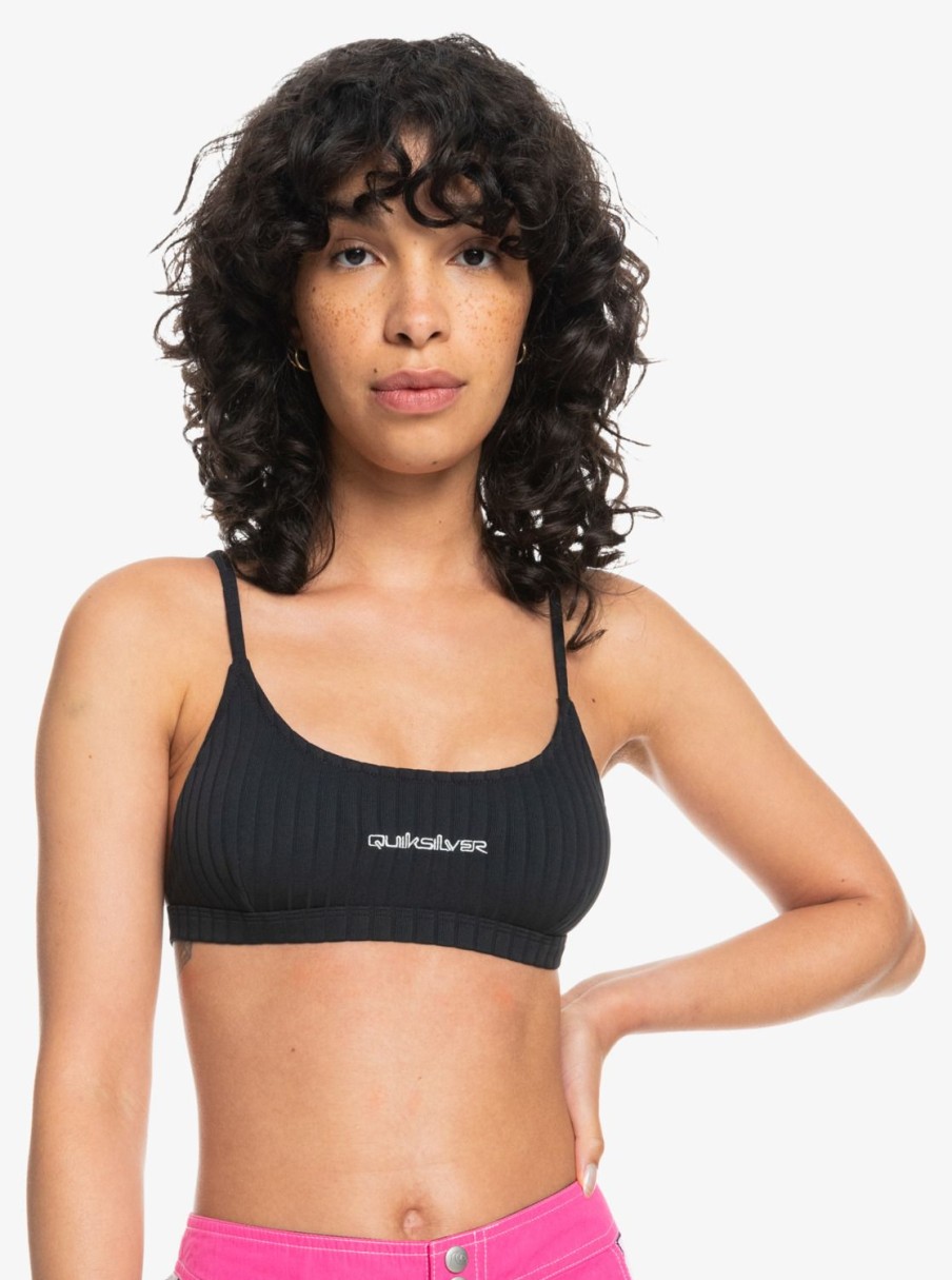 Femme Quiksilver  | Logo – Haut De Bikini Bralette A Encolure Ronde Pour Femme Black