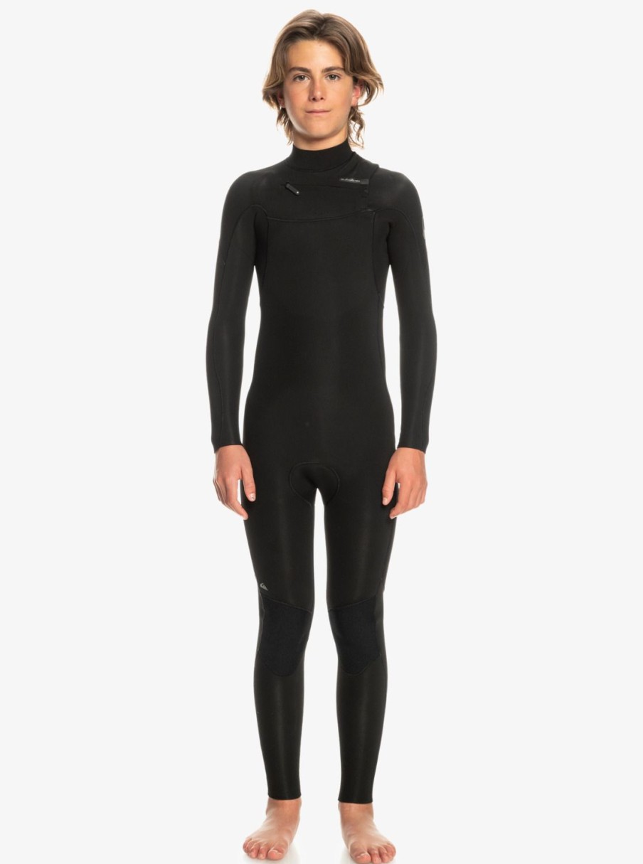 Garcon Quiksilver Combinaisons De Surf | 3/2Mm Everyday Sessions – Combinaison De Surf Zip Poitrine Pour Garcon Black