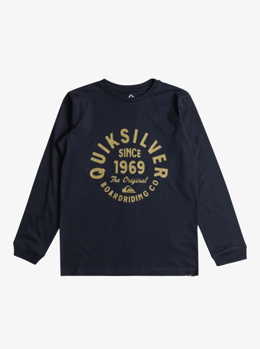 Garcon Quiksilver T-Shirts | Circled Script – T-Shirt Manches Longues Pour Garcon 8-16 Navy Blazer