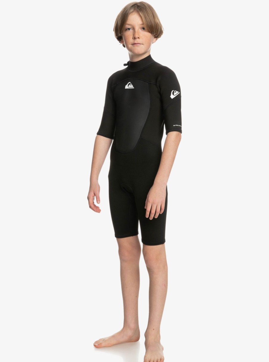 Garcon Quiksilver Combinaisons De Surf | 2/2Mm Prologue – Short Sleeve Back Zip Springsuit For Boys Black