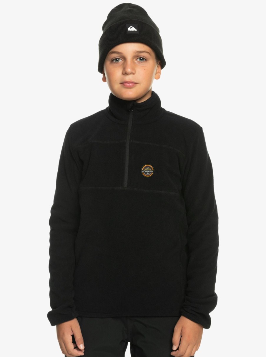 Garcon Quiksilver Sweats | Aker – Polaire Demi-Zip Technique Pour Garcon 8-16 Ans True Black